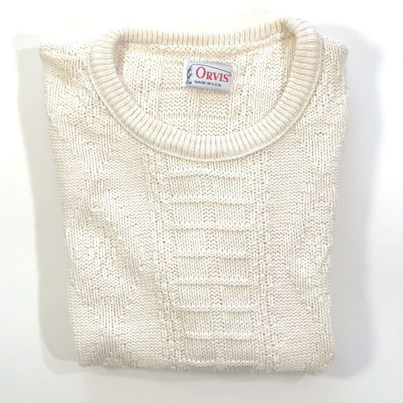 Orvis Women's Cream Cotton Crewneck Sweater Medium - Picture 4 of 7